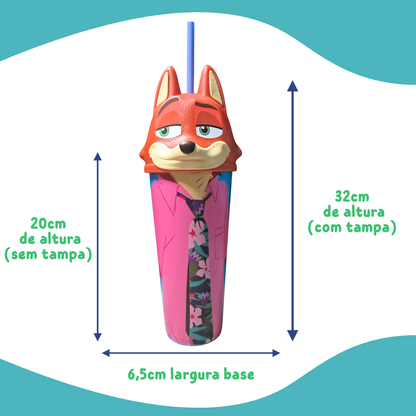 Copo Zootopia 2 Nick Wilde Raposa Formato Cinema 2025 900ml