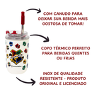 Copo Térmico Harry Potter Hogwarts Tampa Canudo 300ml