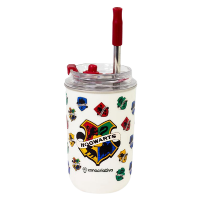 Copo Térmico Harry Potter Hogwarts Tampa Canudo 300ml