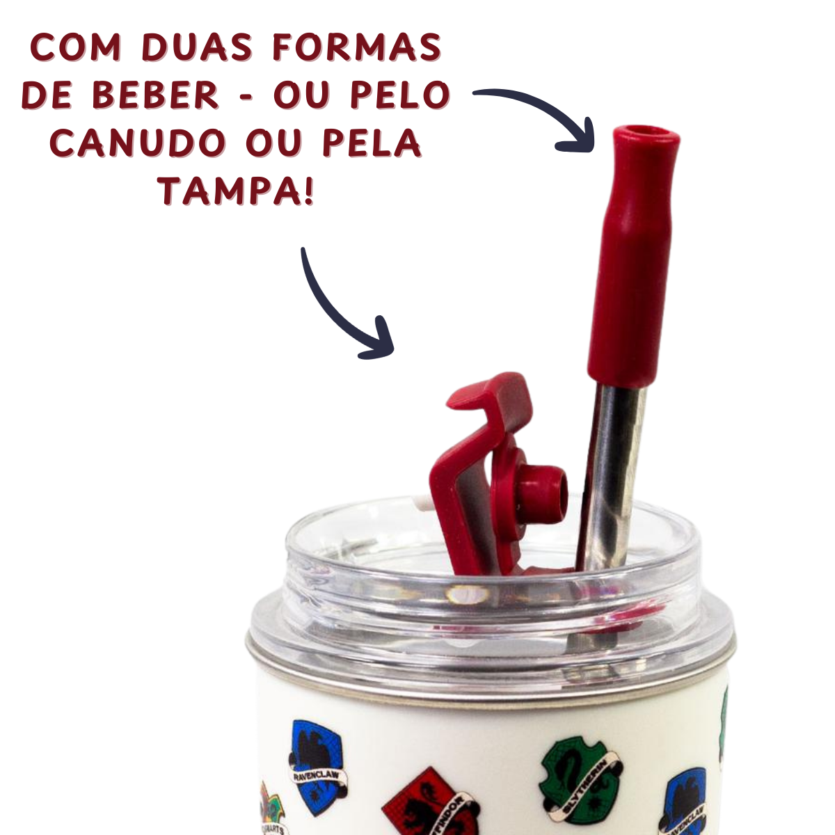Copo Térmico Harry Potter Hogwarts Tampa Canudo 300ml