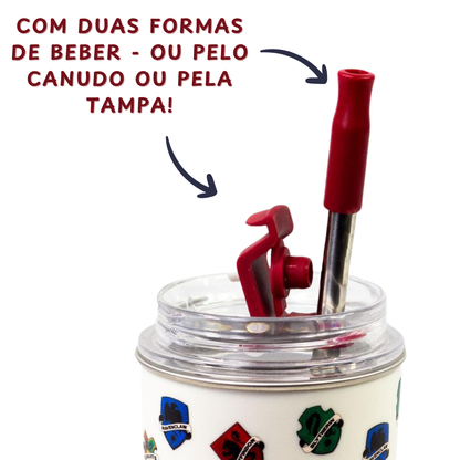 Copo Térmico Harry Potter Hogwarts Tampa Canudo 300ml