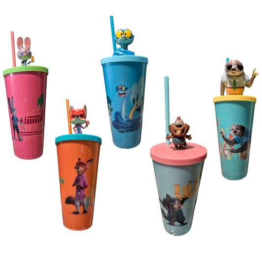 Copo Zootopia 2 Personagens Formato Cinema 3D Tampa 700ml Novo Filme 2025