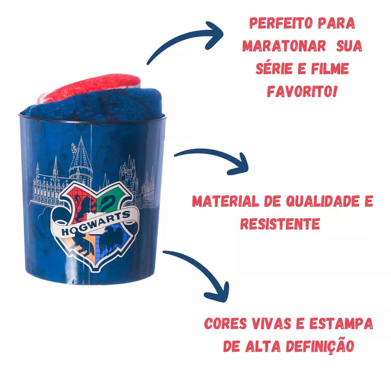 Kit Balde de Pipoca e Manta Hogwarts Harry Potter