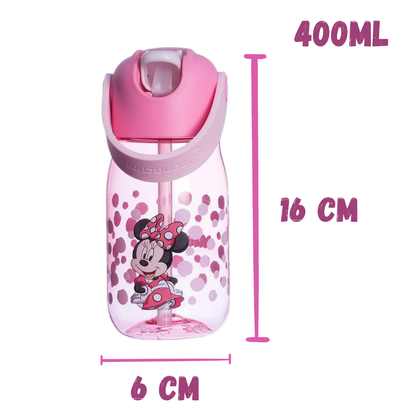 Garrafa Minnie Infantil com Tampa Alça e Bico 400ml
