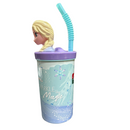 Copo 3d Frozen Elsa Tampa Canudo 360ml