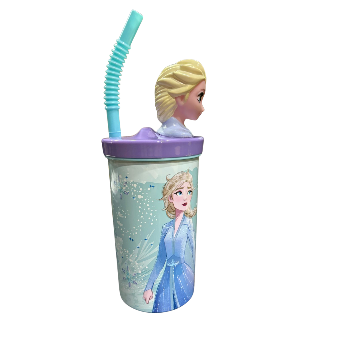 Copo 3d Frozen Elsa Tampa Canudo 360ml
