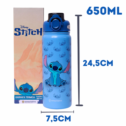 Garrafa Térmica Stitch 650ml Inox com Canudo e Alça – Mantém Quente ou Gelado por Horas + Brinde