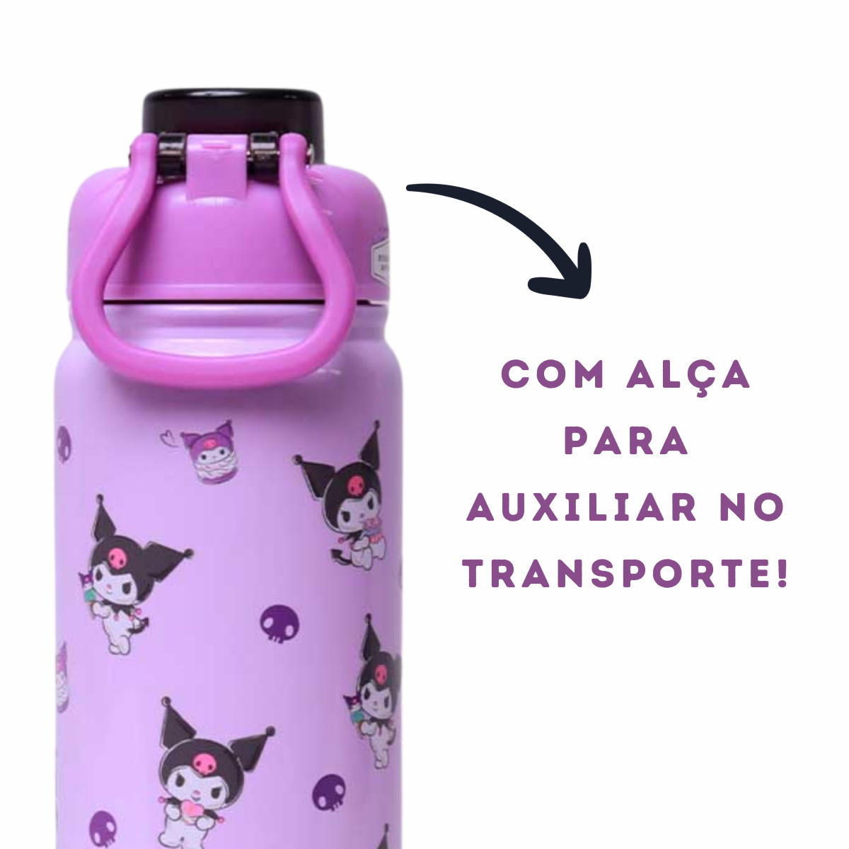 Garrafa Térmica Kuromi My Melody Hello Kitty Inox 650ml