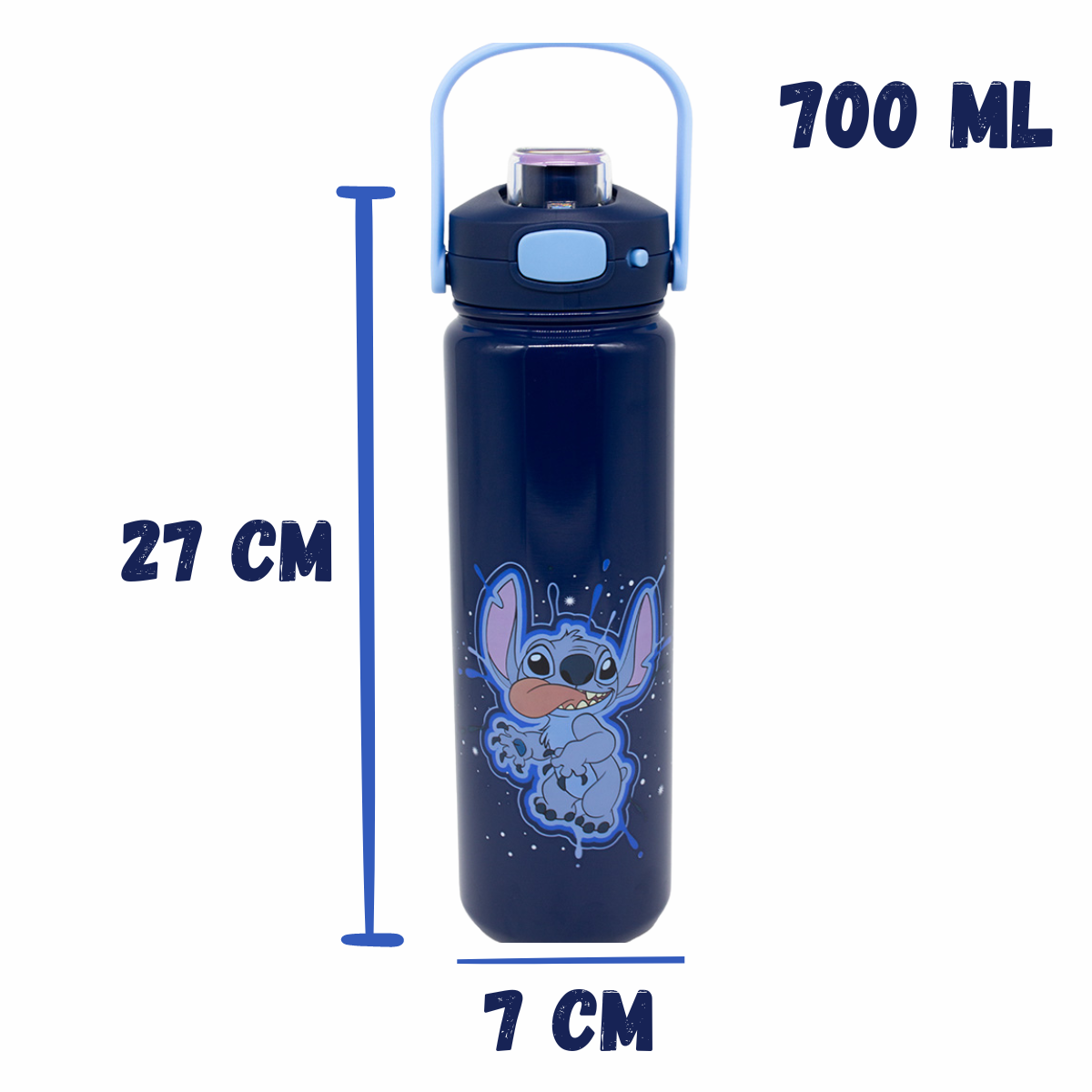 Garrafa Térmica Inox Stitch Com Alça e Botão Click 700ml