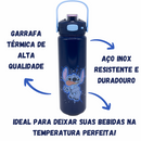 Garrafa Térmica Inox Stitch Com Alça e Botão Click 700ml