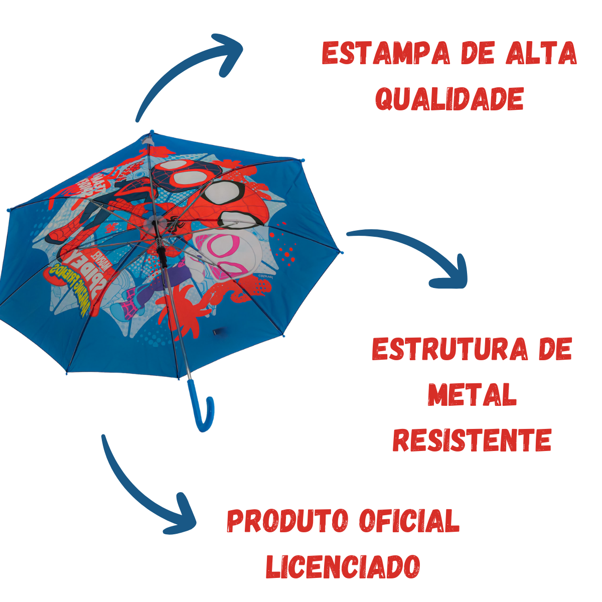 Guarda-Chuva Sombrinha Infantil Homem-Aranha Automático Premium