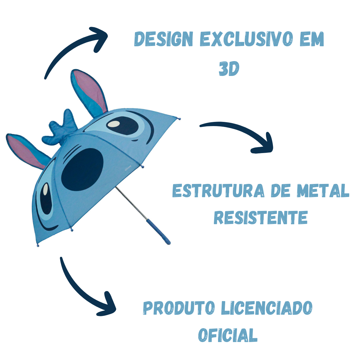 Guarda-Chuva Sombrinha Infantil Stitch 3D Orelhas