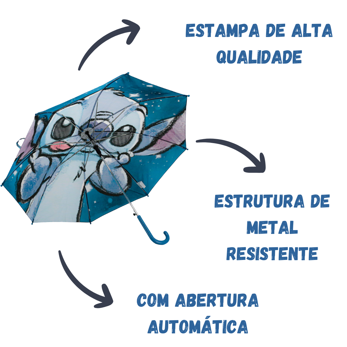 Guarda-Chuva Sombrinha Infantil Stitch Automático Premium