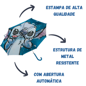 Guarda-Chuva Sombrinha Infantil Stitch Automático Premium