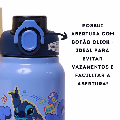 Garrafa Térmica Stitch 500ml – Aço Inox com Tampa de Rosca e Alça