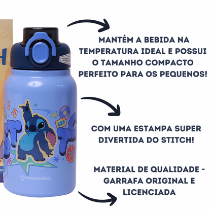 Garrafa Térmica Stitch 500ml – Aço Inox com Tampa de Rosca e Alça