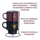 Kit Caneca Xícaras Empilhável Harry Potter Com Suporte 180ml