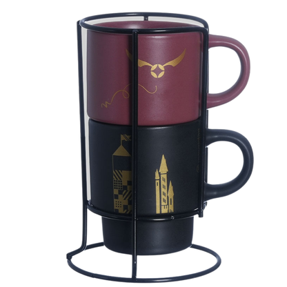 Kit Caneca Xícaras Empilhável Harry Potter Com Suporte 180ml