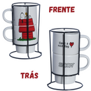 Kit Canecas Snoopy com Suporte Empilhável Coleção Woodstock