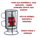 Kit Canecas Snoopy com Suporte Empilhável Coleção Woodstock