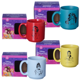 Kit 04 Mini Caneca Princesas Ariel Branca Neve Bella Cinderela Colecionável Empilhável 100ml