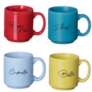 Kit 04 Mini Caneca Princesas Ariel Branca Neve Bella Cinderela Colecionável Empilhável 100ml