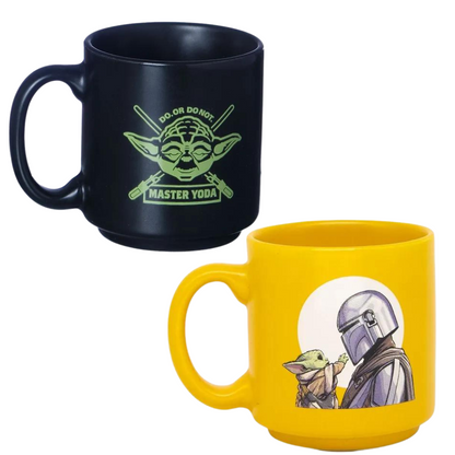 Kit 2 Mini Canecas Star Wars Yoda The Mandalorian 100ml