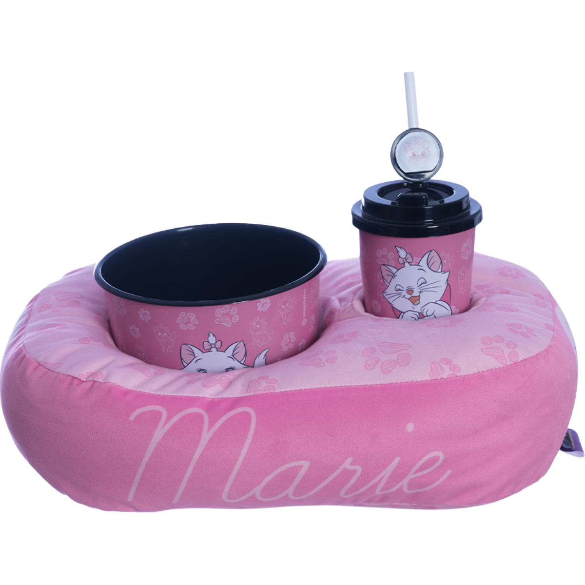 Kit Almofada Porta Pipoca Copo e Balde Gata Marie Infantil