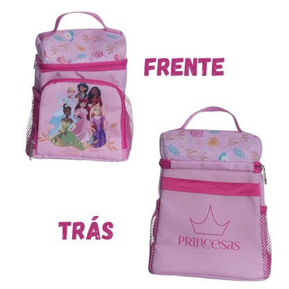 Lancheira Princesas Térmica Infantil com Alça e Bolso
