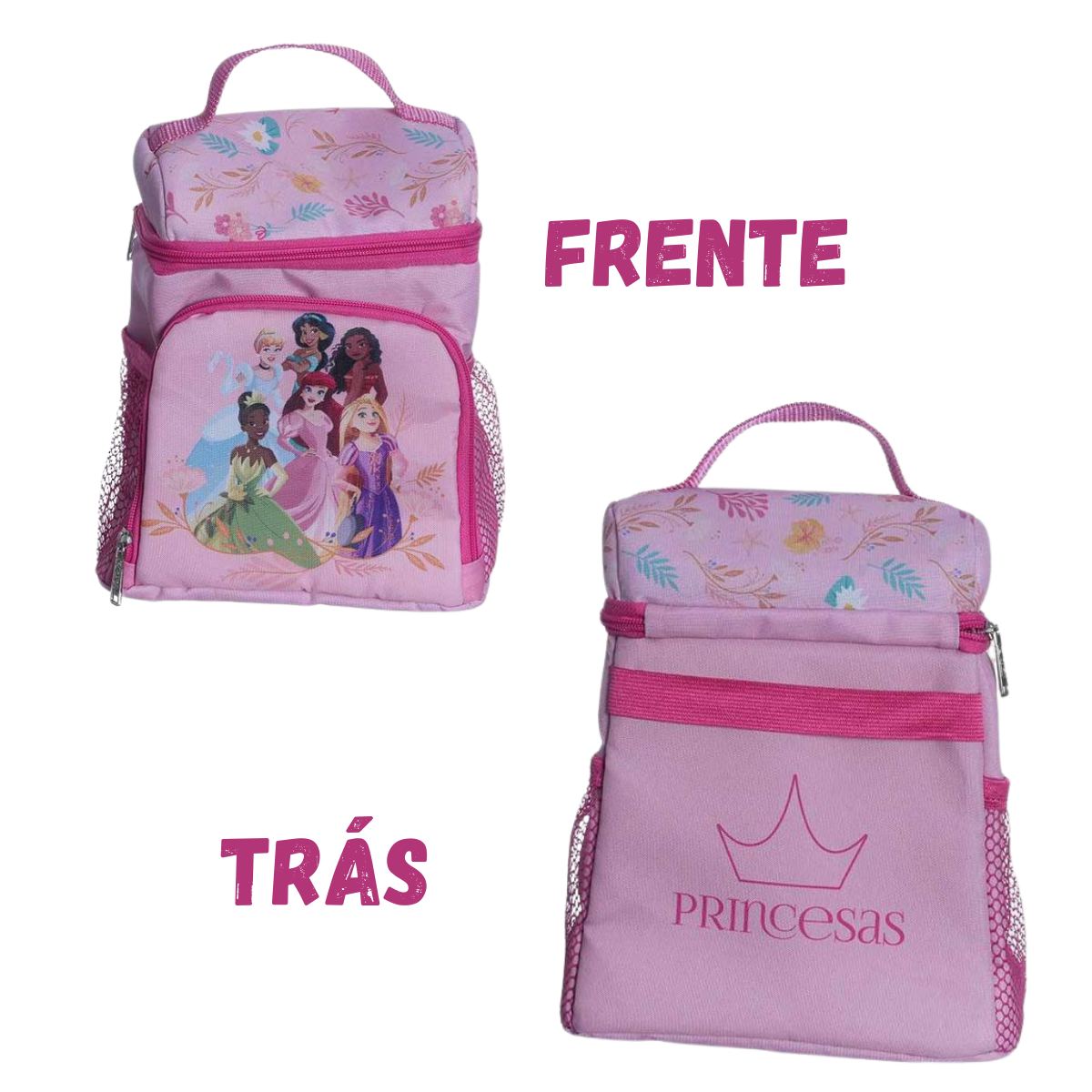 Lancheira Térmica Princesas com Alça Mão e Bolso