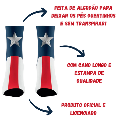 Meia Capitão América Cano Longo Tamanho Único