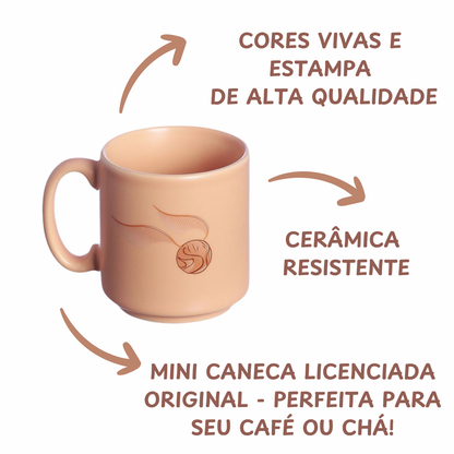 Kit 2 Mini Xícaras Relíquias da Morte e Pomo de Ouro  Harry Potter HP Cerâmica 100ml