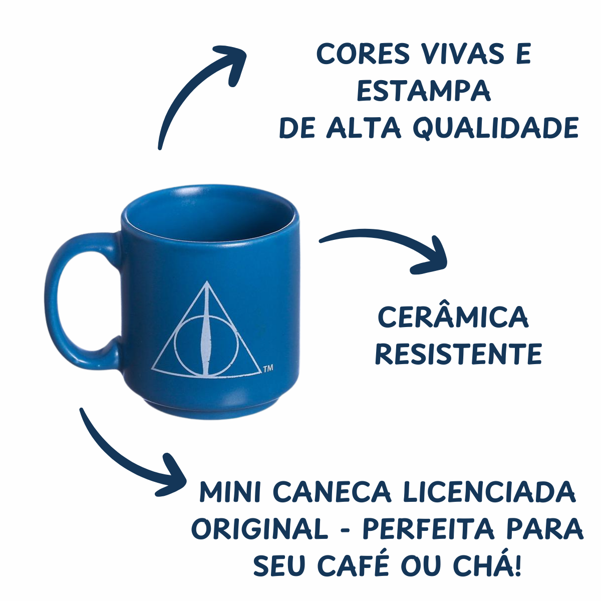 Kit Mini Xícaras Harry Potter Relíquias da Morte 2 Unidades Cerâmica 100ml