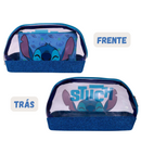 Necessaire Stitch 2 em 1 – Bolsa Transparente Glitter Azul + Bolsa Interna com Estampa Stitch