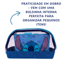 Necessaire Stitch 2 em 1 – Bolsa Transparente Glitter Azul + Bolsa Interna com Estampa Stitch