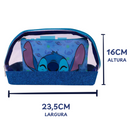 Necessaire Stitch 2 em 1 – Bolsa Transparente Glitter Azul + Bolsa Interna com Estampa Stitch