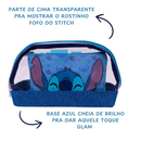 Necessaire Stitch 2 em 1 – Bolsa Transparente Glitter Azul + Bolsa Interna com Estampa Stitch