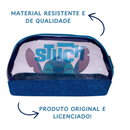 Necessaire Stitch 2 em 1 – Bolsa Transparente Glitter Azul + Bolsa Interna com Estampa Stitch
