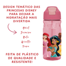 Garrafa Princesas Disney 600ml Infantil com Canudo e Tampa Click Plástico Livre de BPA