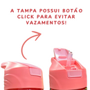 Garrafa Princesas Disney 600ml Infantil com Canudo e Tampa Click Plástico Livre de BPA