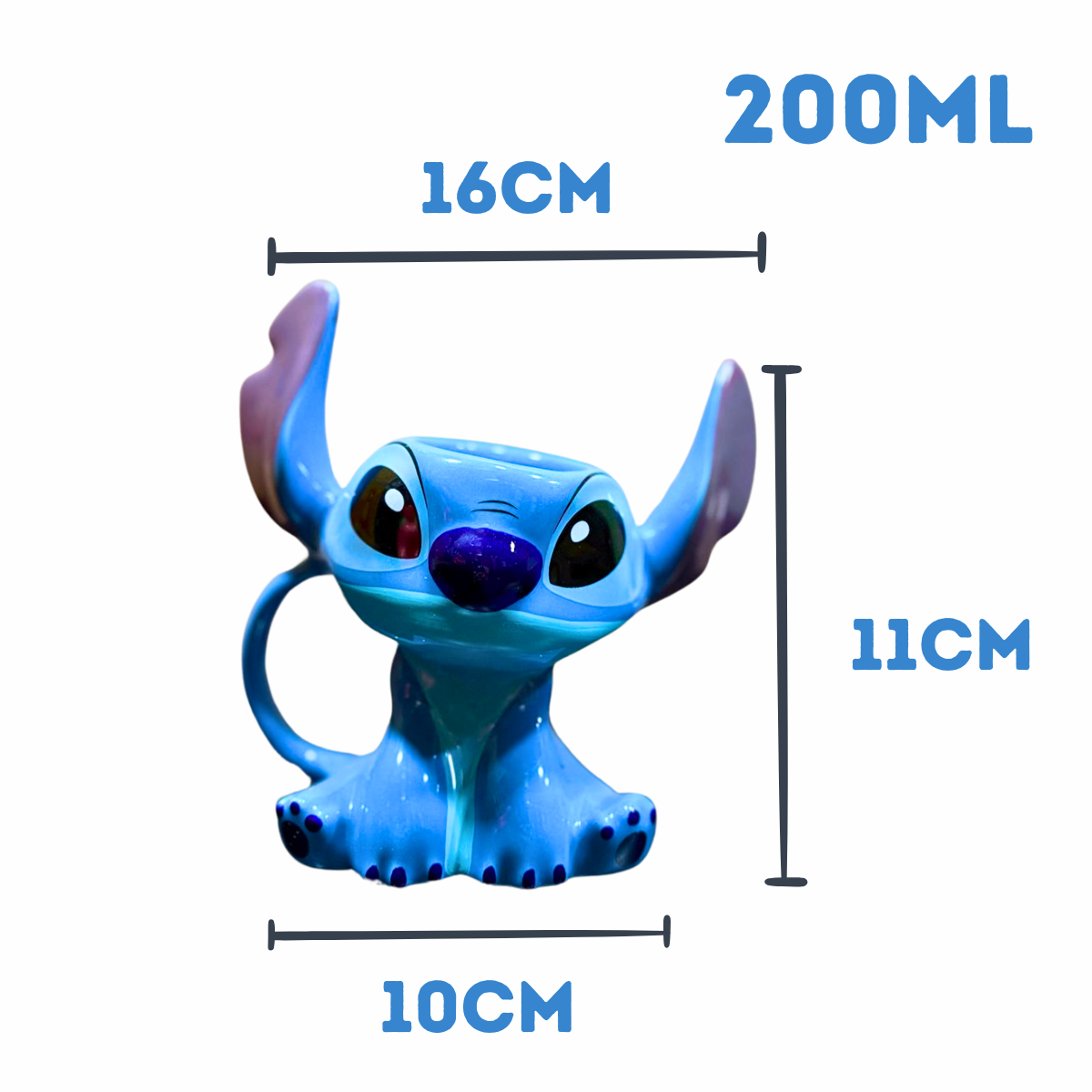 Caneca Stitch 3D 200ml em Cerâmica – Colecionável Disney + Brinde Exclusivo