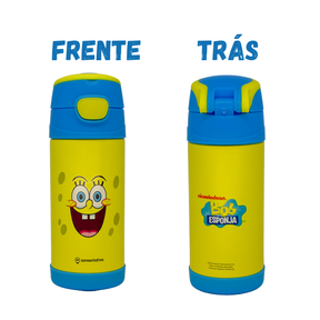 Garrafa Térmica Inox Bob Esponja Infantil Criança 350ml