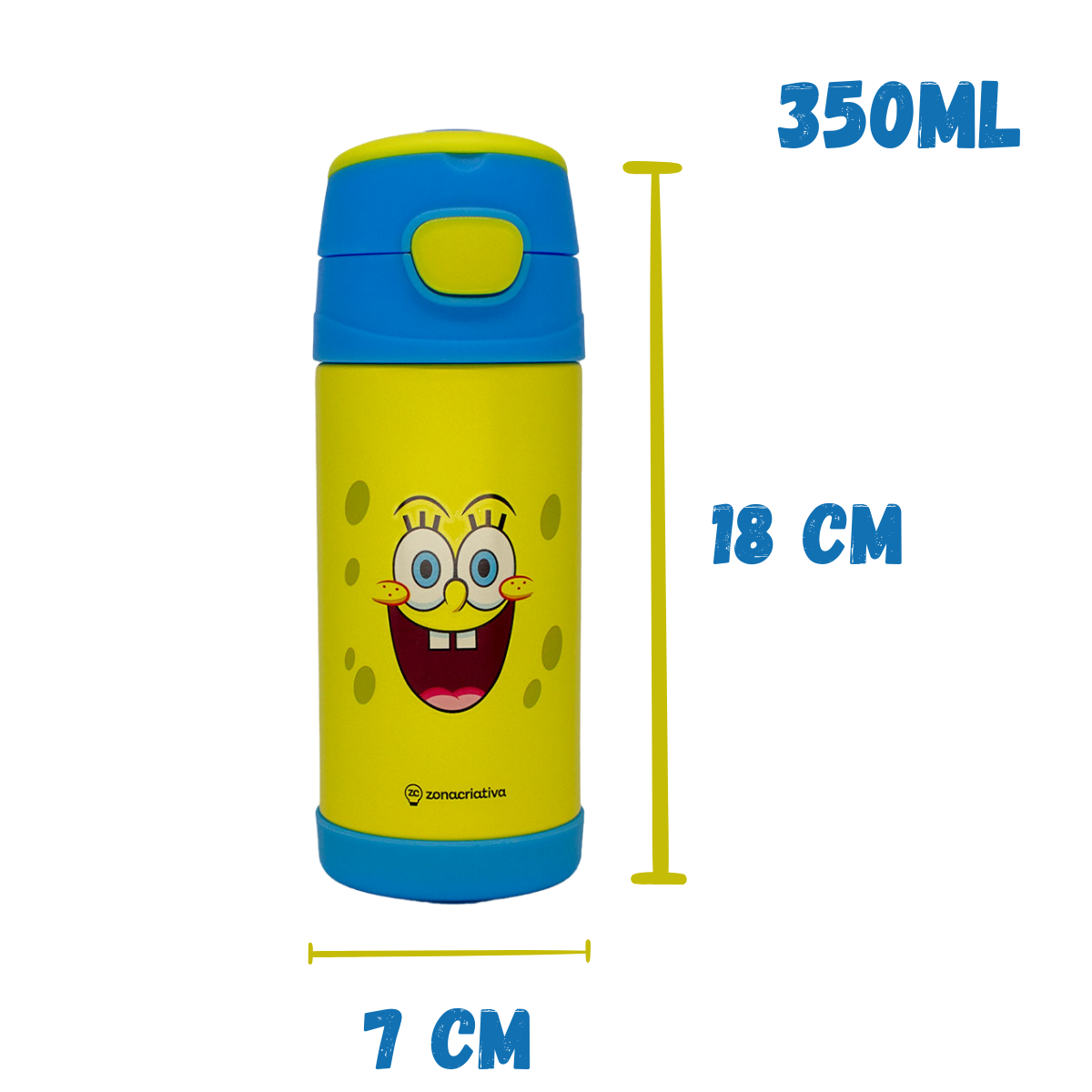 Garrafa Térmica Inox Bob Esponja Infantil Criança 350ml