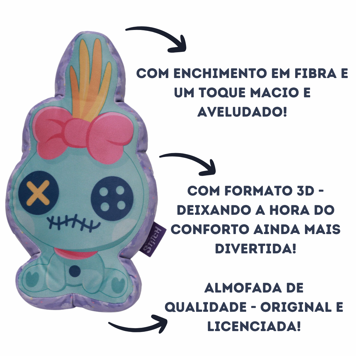 Almofada Formato Boneca Xepa Lilo&Stitch Scrump 3D
