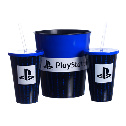 Kit Almofada Porta Pipoca Balde e Copos Playstation Video Game