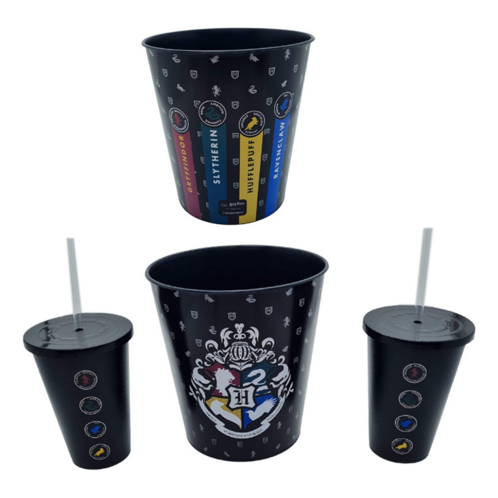 Kit Harry Potter Hogwarts com Almofada Porta Kit, 2 Copos, Balde 4,2L e Brinde Exclusivo