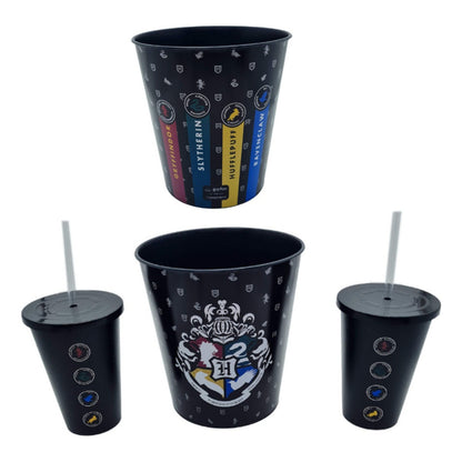 Kit Harry Potter Hogwarts com Almofada Porta Kit, 2 Copos, Balde 4,2L e Brinde Exclusivo