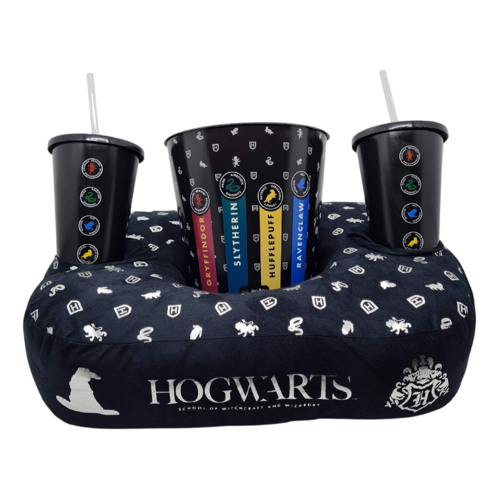Kit Harry Potter Hogwarts com Almofada Porta Kit, 2 Copos, Balde 4,2L e Brinde Exclusivo