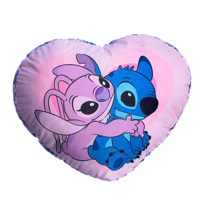 Almofada Stitch e Angel Formato Coração Namorados