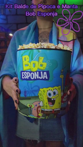 Kit Balde de Pipoca e Manta Bob Sponja